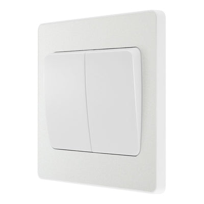 BG Evolve Pearlescent White 2G Wide Rocker Light Switch PCDCL42WW with 35mm Steel Back Box