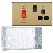 BG Evolve Satin Brass 45A Switch 13A Switched Socket Cooker Control Unit PCDSB70B with 25mm Steel Back Box