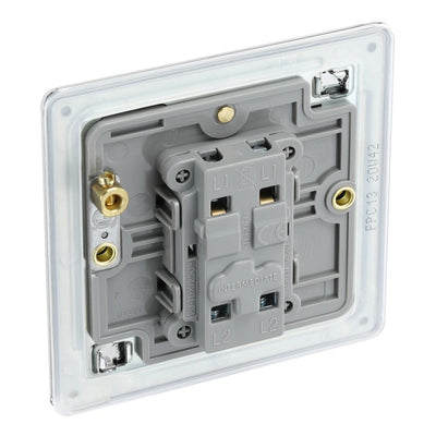 BG Screwless Polished Chrome 20A 16AX Intermediate Light Switch FPC13 with 25mm Steel Back Box