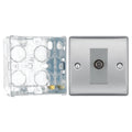 BG Nexus Brushed Steel Single Satellite Socket NBS64 with 35mm Steel Back Box