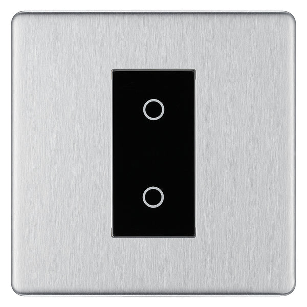 BG Nexus Screwless Brushed Steel Single Secondary Touch Dimmer Switch Black Insert