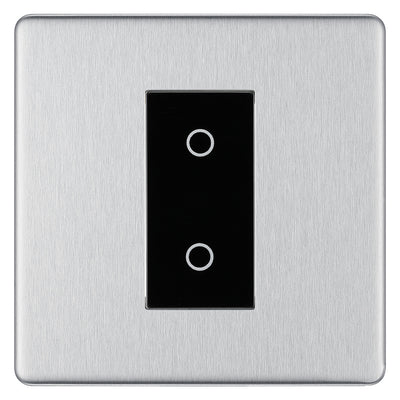 BG Nexus Screwless Brushed Steel Single Secondary Touch Dimmer Switch Black Insert by British General (BG-EMTDSB+FBSEMS1)