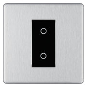 BG Nexus Screwless Brushed Steel Single Secondary Touch Dimmer Switch Black Insert by British General (BG-EMTDSB+FBSEMS1)