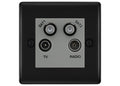 BG Nexus Matt Black TV/FM/2x SAT Quadplex Socket – Grey Insert
