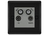 BG Nexus Matt Black TV/FM/2x SAT Quadplex Socket – Grey Insert by British General (BG-NFBTVFMSAT2G)