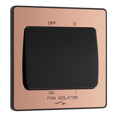 BG Evolve Polished Copper Fan Isolator Switch PCDCP15B with 35mm Steel Back Box