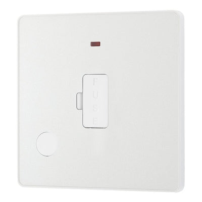 BG Evolve Pearlescent White 13A Flex Outlet Neon Unswitched Fused Connection Unit PCDCL54W with 35mm Steel Back Box