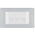 BG Screwless Polished Chrome 3 Gang RJ11 Telephone Socket Euro Module - White Insert