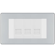BG Screwless Polished Chrome 3 Gang RJ11 Telephone Socket Euro Module - White Insert by British General (BG-FPCRJ113W)
