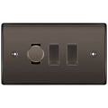 BG Black Nickel 3 Gang Light Switch 1x Trailing Edge LED Dimmer 2x 2 Way Custom Switch