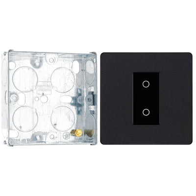 BG Evolve Matt Black 1 Gang 200W Trailing Edge Secondary Touch Dimmer PCDMBTDS1B with 25mm Steel Back Box