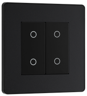 BG Evolve PCDMBTDM2B Matt Black 2 Gang 200W Edge Dimmer-Black Insert by British General (BG-PCDMBTDM2B-Shopify-SA_1)