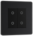 PCDMBTDM2B Front - This Evolve Matt Black double master trailing edge touch dimmer allows you to control your light levels and set the mood. The intelligent electronic circuit monitors the connected load and provides a soft-start with protection against thermal, current and voltage overload