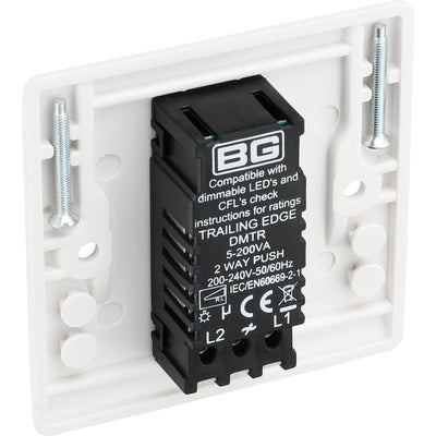 BG 881 Moulded Round Edge | White | 1 Gang 200W 2 Way Trailing Edge Dimmer Switch by British General (BG-881)