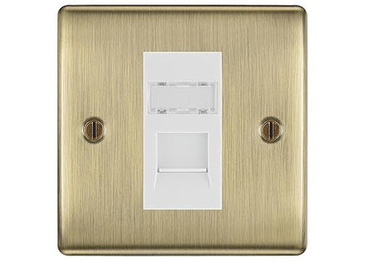 BG Nexus Antique Brass Single 1 Gang RJ45 Data Socket NABRJ451W White Insert by British General (BG-NABRJ451W)