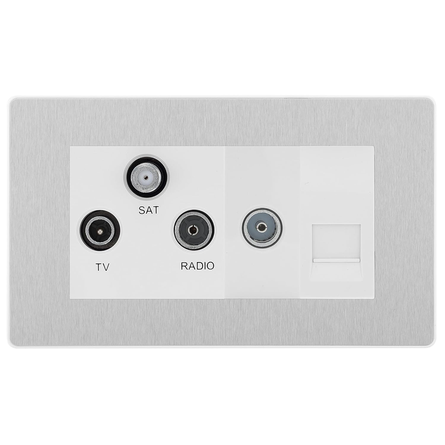 BG Evolve Brushed Steel Triplex TV/FM/Sat + Return