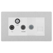 BG Evolve Brushed Steel Triplex TV/FM/Sat + Return & 1 Gang Telephone Socket by British General (BG-PCDBS68W)