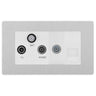 BG Evolve Brushed Steel Triplex TV/FM/Sat + Return & 1 Gang Telephone Socket by British General (BG-PCDBS68W)