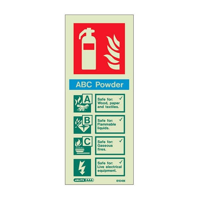 Extinguishers & Equipment: Photoluminescent P50 Fire Extinguisher Signs Foam by Jalite signs (SAFELINCS-JSSAF06)