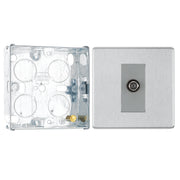 BG Screwless Brushed Steel Single Satellite Socket FBS64 with 25mm Steel Back Box by British General (BG-FBS64+HGS02)