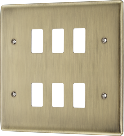 BG RNAB6 Nexus Metal Antique Brass 6 Module Grid Front Plate by British General (BG-RNAB6)
