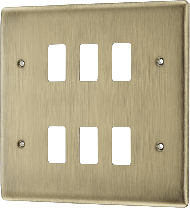 BG RNAB6 Nexus Metal Antique Brass 6 Module Grid Front Plate