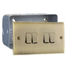 Antique Brass 20A 16AX 2 Way Quadruple Light Switch & Surface Pattress Back Box by British General (BG-NAB44+MC502)