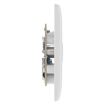 BG Electrical Double Isolated Co-Axial TV Socket White & 50mm Pattress Back Box