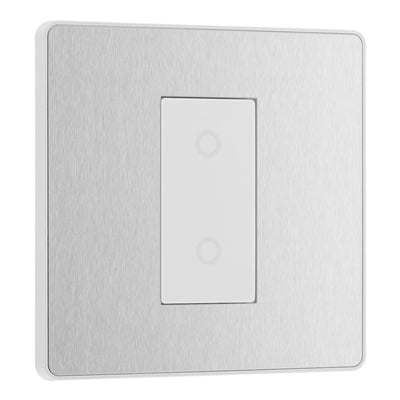 BG Evolve Brushed Steel Single Secondary Touch Dimmer Switch PCDBSTDS1W with 35mm Steel Back Box