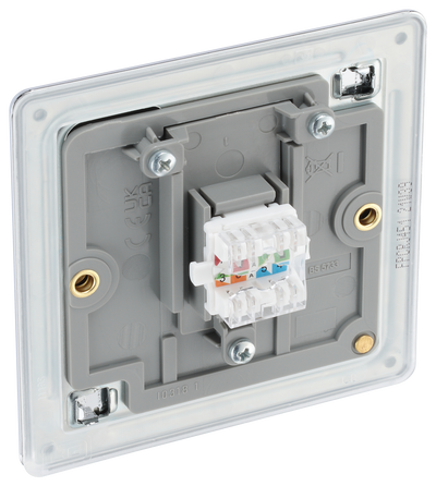 FPCRJ451 Back - This RJ45 ethernet socket from British General uses an IDC terminal connection and is ideal for home and office providing a networking outlet with ID window for identification.