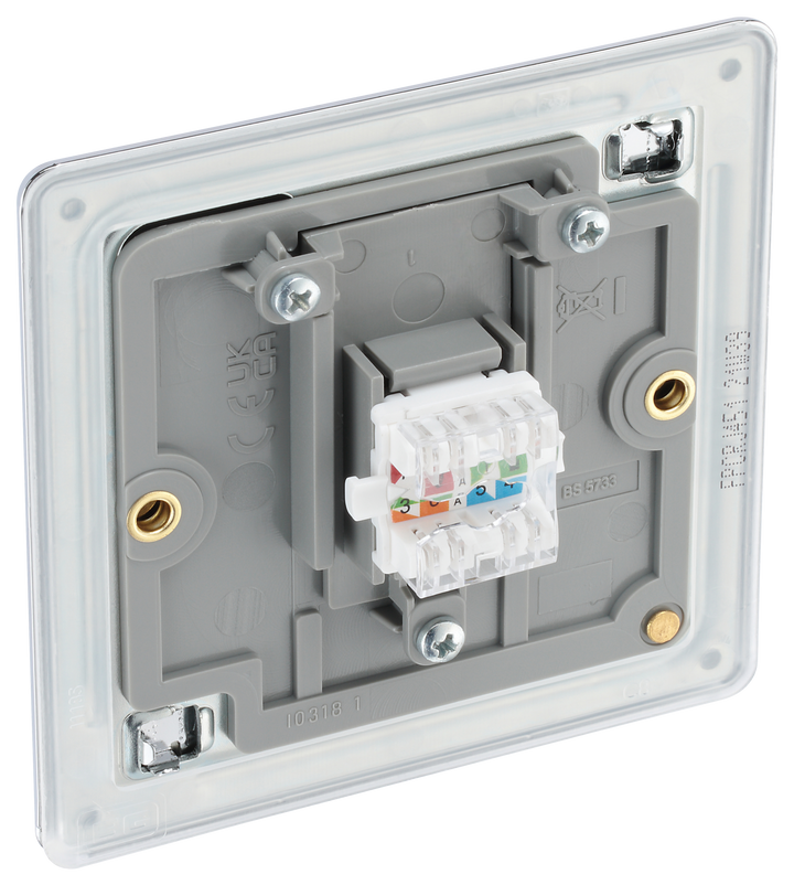 FPCRJ451 Back - This RJ45 ethernet socket from British General uses an IDC terminal connection and is ideal for home and office providing a networking outlet with ID window for identification.