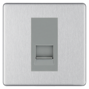 BG Screwless Brushed Steel Single Secondary Telephone Socket, Screw Terminal - Grey Insert by British General (BG-FBSEMS1+EMBTSSG)