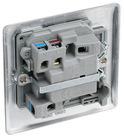 BG NBS50 Nexus Metal Brushed Steel 13A Switched Fused Spur Unit