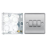 BG Nexus Brushed Steel 20A 16AX 2-Way Triple Light Switch NBS43 with 25mm Steel Back Box by British General (BG-NBS43+HGS02)