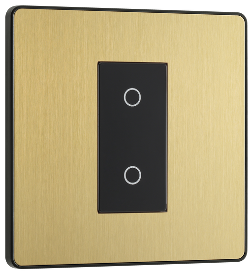 PCDSBTDS1B Front - This Evolve Satin Brass single secondary trailing edge touch dimmer allows you to control your light levels and set the mood.