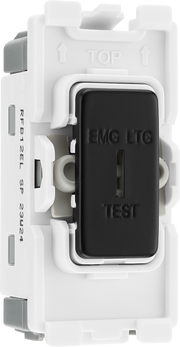 BG RFB12EL Nexus Grid Matt Black 20AX 2 Way 1 Pole EMG LTG TEST Switch Module by British General (BG-RFB12EL-Shopify-SA_1)