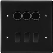 BG Nexus Matt Black 6 Gang Switch 3x Trailing Edge LED Dimmer 3x Intermediate Custom Grid Switch by British General (BG-Nexus-FB-6G-CUSTOM-3x-Dimmer-3x-INT)