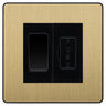 BG Evolve Satin Brass 20A Double Pole Switch & 13A Fused Spur Plate | Black Insert by British General