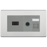 BG Screwless Brushed Steel Media Wall Plate TV Aerial, HDMI & CAT6 Outlet – Grey Insert by British General
