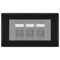 BG Nexus Matt Black 3 Gang RJ45 Cat6 Data Socket Outlet Grey Inserts
