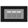BG Nexus Matt Black 3 Gang RJ45 Cat6 Data Socket Outlet Grey Inserts by British General (BG-NFBRJ453G)