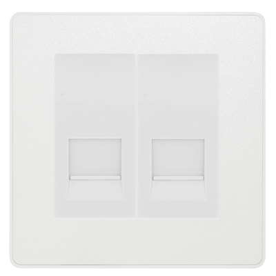 BG Evolve Pearlescent White Double Master Telephone Socket, Screw Terminal - White Insert by British General (BG-PCDCLBTMS2W)
