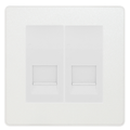 BG Evolve Pearlescent White Double Master Telephone Socket, Screw Terminal - White Insert