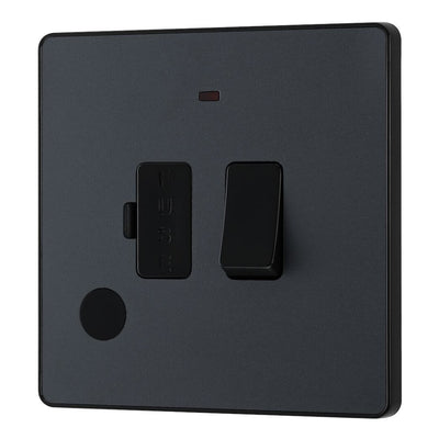 BG Evolve Matt Grey 13A Flex Outlet Neon Switched Fused Connection Unit PCDMG52B with 25mm Steel Back Box
