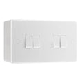 BG Nexus 4 Gang 20A 16AX Quadruple Light Switch White & 50mm Pattress Back Box
