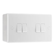 BG Nexus 4 Gang 20A 16AX Quadruple Light Switch White & 50mm Pattress Back Box by British General (BG-844+878)