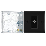 BG Nexus Matt Black Single Satellite Socket NFB64 with 25mm Steel Back Box by British General (BG-NFB64+HGS02)