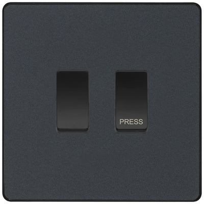 BG Evolve Matt Grey 2G Grid Switch Kit – 20A 2-Way & Retractive Press Module by British General (BG-Evolve-MG-2G-1x2Way-1xPress)