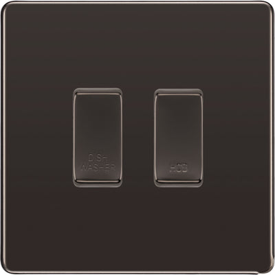 BG Screwless Black Nickel 2 Gang Engraved Custom Labelled Appliance Grid Switch by British General (Nexus-BN-Screwless-2G)