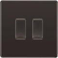 BG Screwless Black Nickel 2 Gang Engraved Custom Labelled Appliance Grid Switch